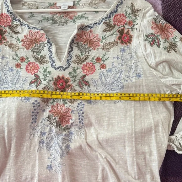 J. Jill Cream Tunic with Red and Green Embroidery - Picture 3 of 5